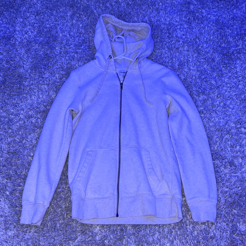 Cream/White Zip Up Hoodie For Men